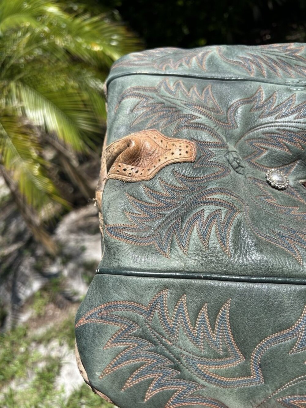Vtg Upcycled Cowboy Leather Boot Purse Gypsy Handmade Hippie BoHo Shoulder Ariat - Picture 8 of 11